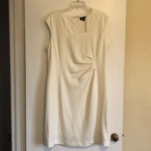 White Tahari Square Neck Dress